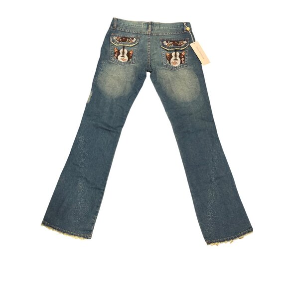 Fancy Collection Denim - Fancy Collection Bootcut Womens Jeans Size 12 Blue Denim Western Embroidered Des